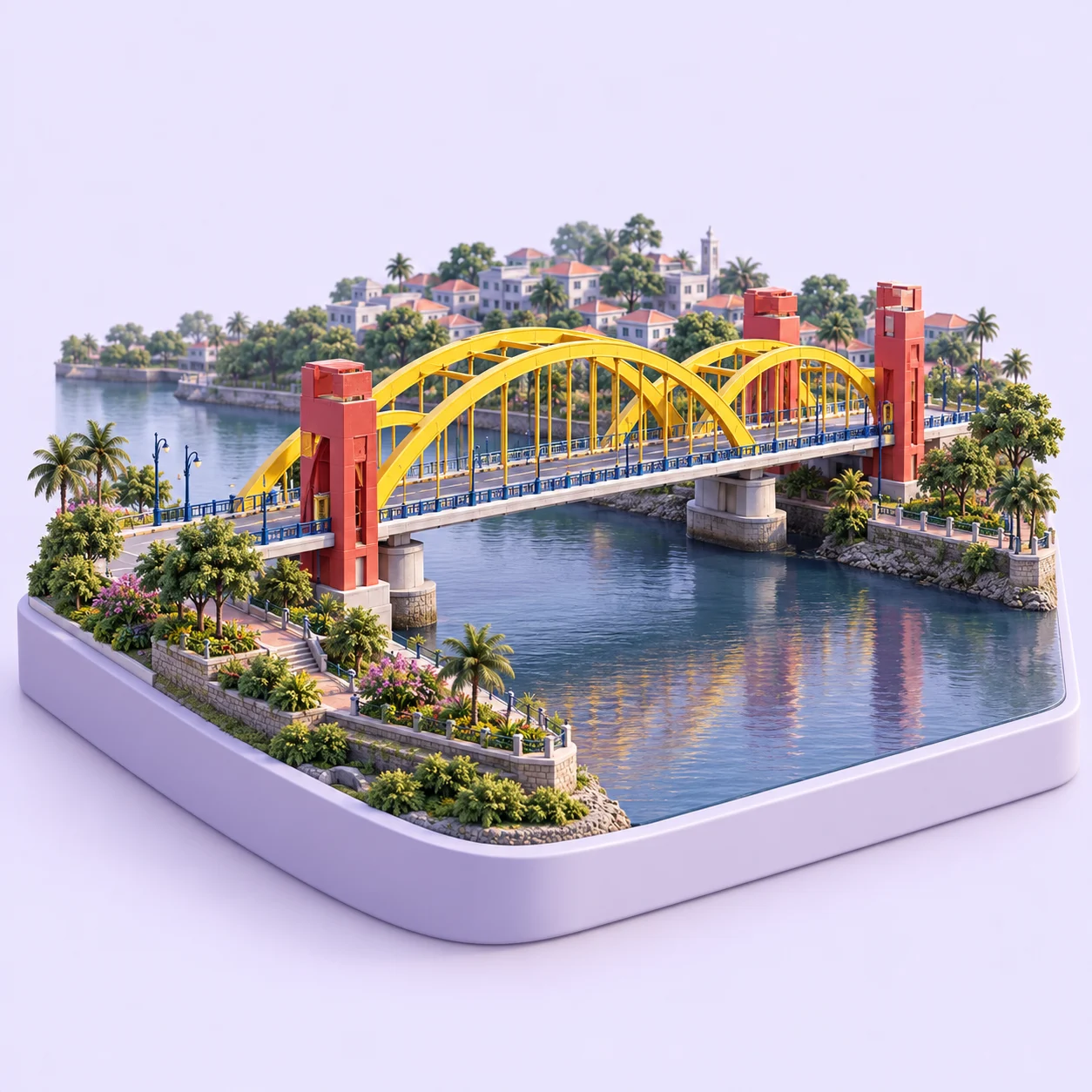 Ilustrasi tiga dimensi terinspirasi Jembatan Berendeng, Tangerang