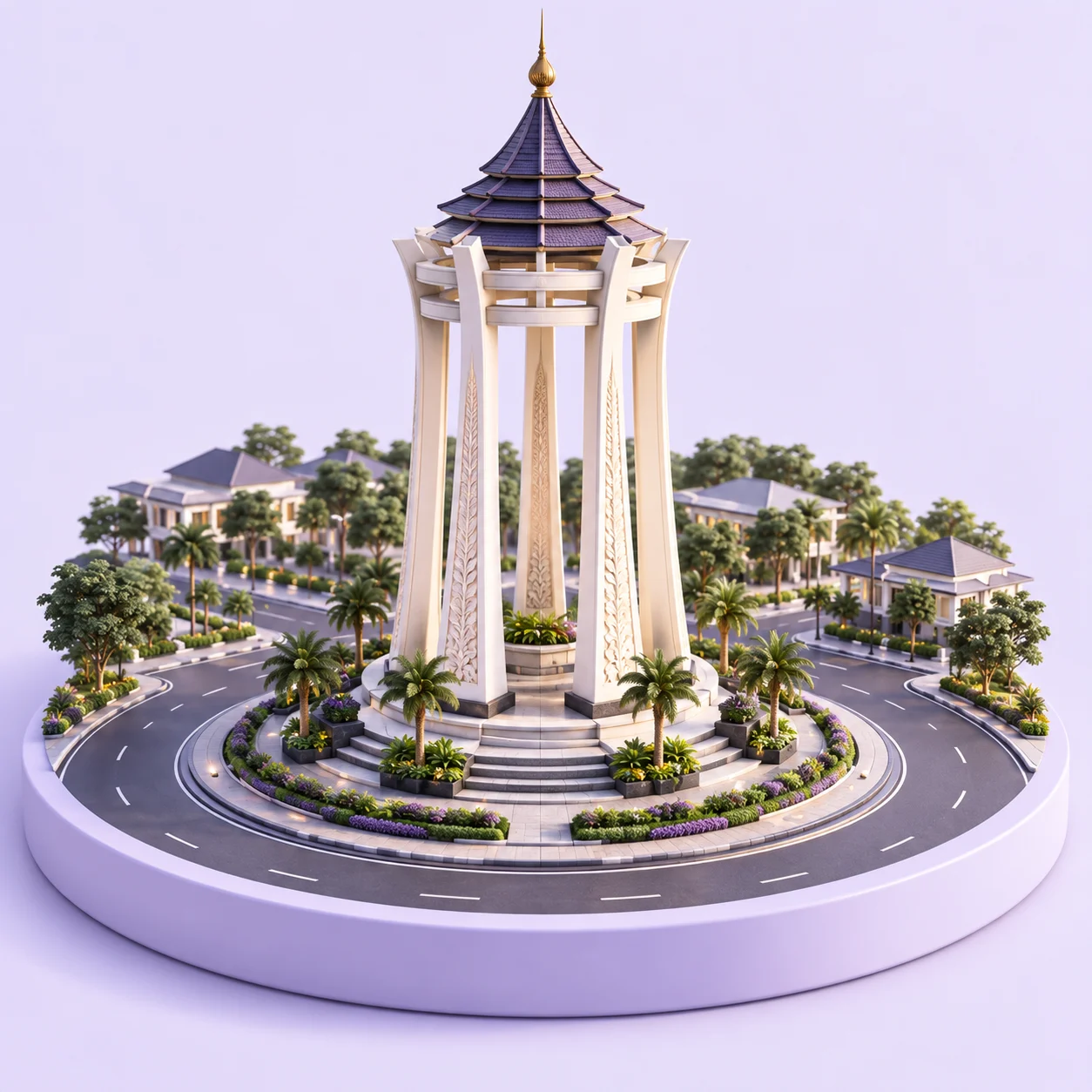 Ilustrasi tiga dimensi terinspirasi Tugu Pamulang, Tangerang Selatan
